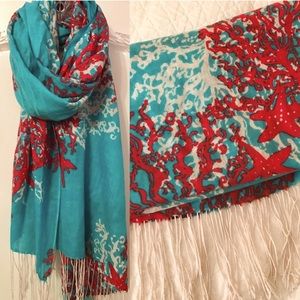 Lily Pulitzer Murfee scarf in Coral Cascade